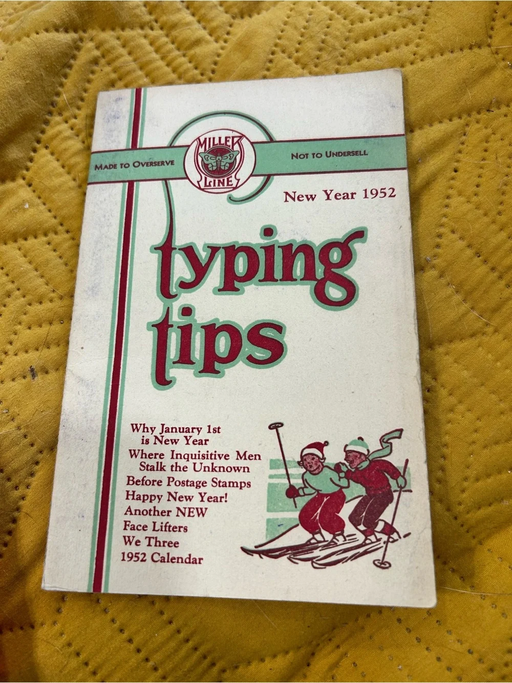 Vintage 1952 Miller Line Typing Tips Booklet Office Ephemera